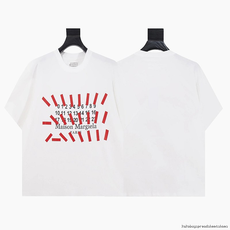 Maison Margiela Digital Print Streetwear Brand White Short-sleeve T-shirt