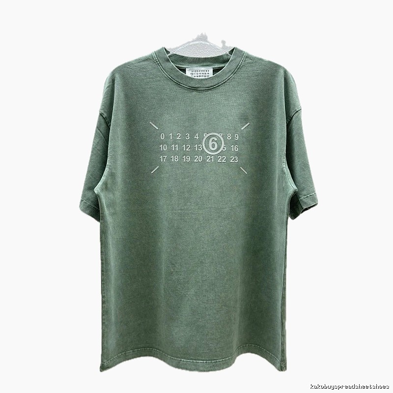 Maison Margiela MM6 Distressed Vintage Grey-green Short-sleeve T-shirt