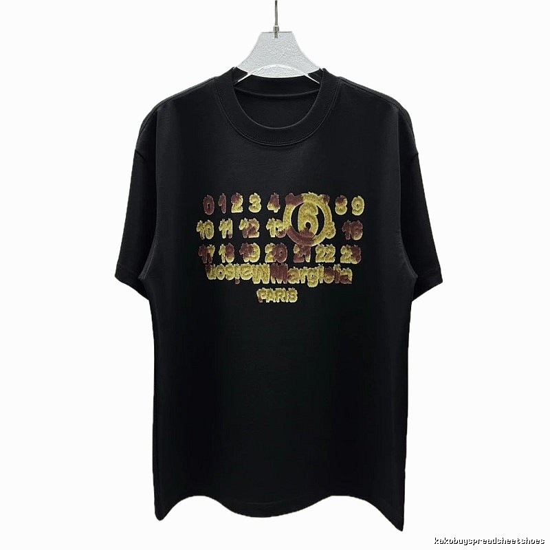 Maison Margiela Numbers Series Street Style Black T-Shirt