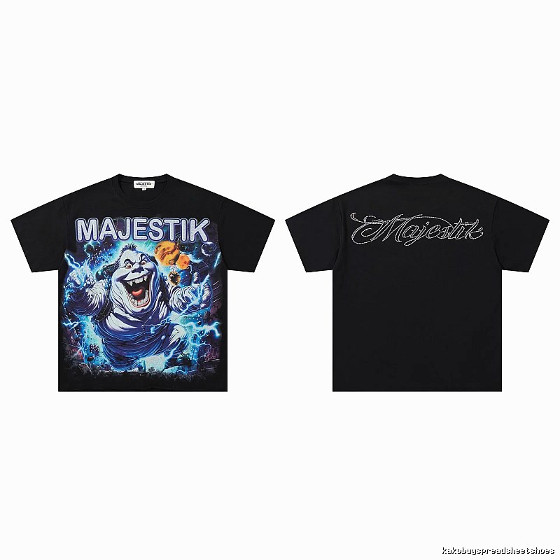 MAJESTIK Ghost Print Street Style Black T-Shirt