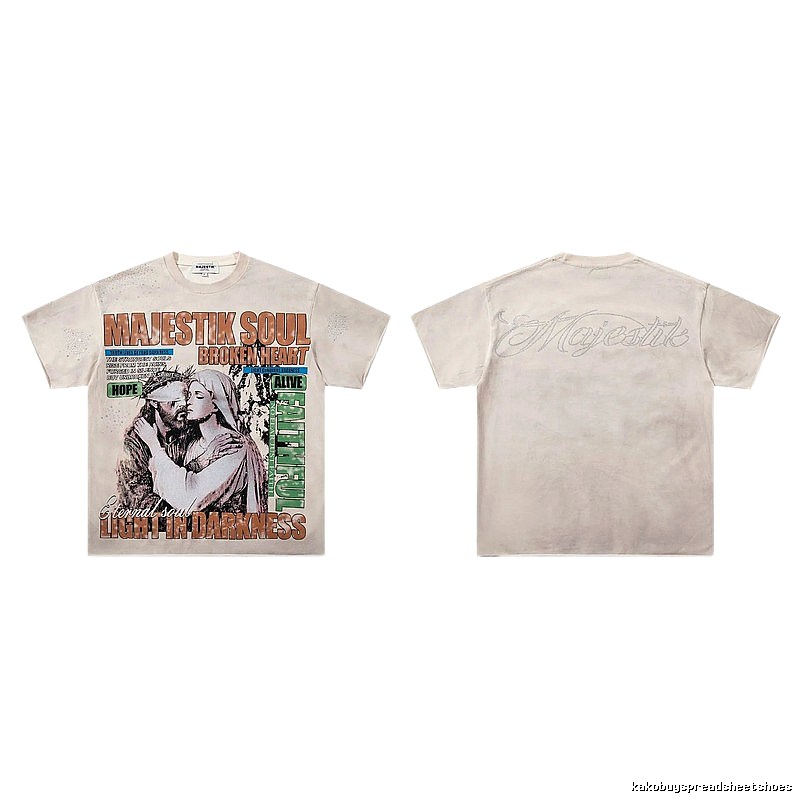MAJESTIK Religious Print Vintage Style Off-white T-Shirt