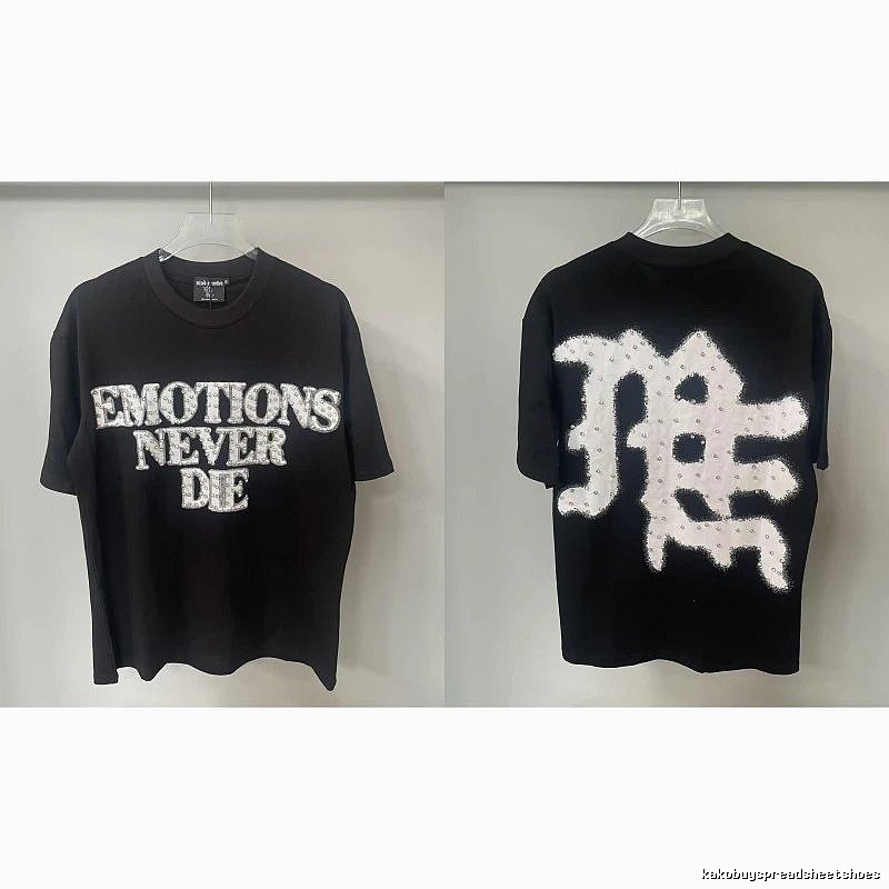 Mixed Emotion Rhinestone Street Style Black Short-sleeve T-shirt