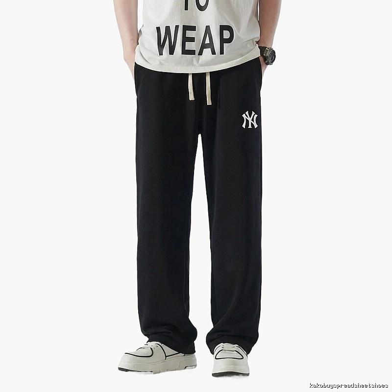 MLB fleece-lined and thickened casual black pants