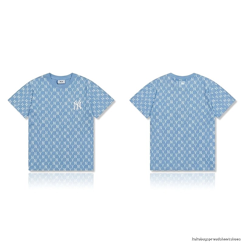 MLB full - print style light blue T - shirt