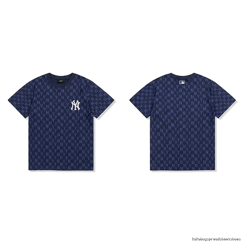 MLB full - print style navy blue T - shirt