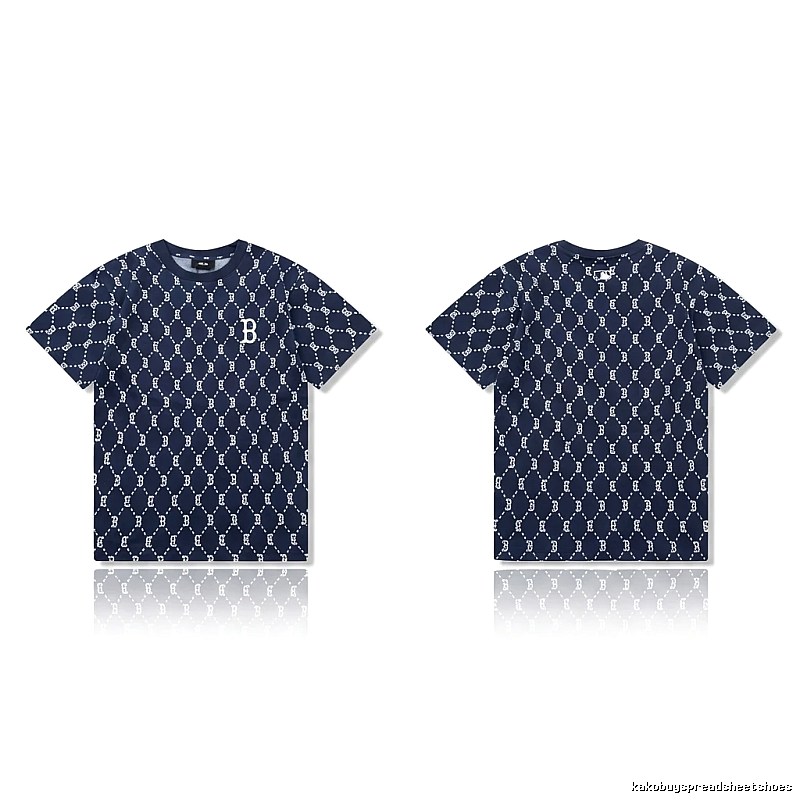 MLB full - printed style navy blue T - shirt