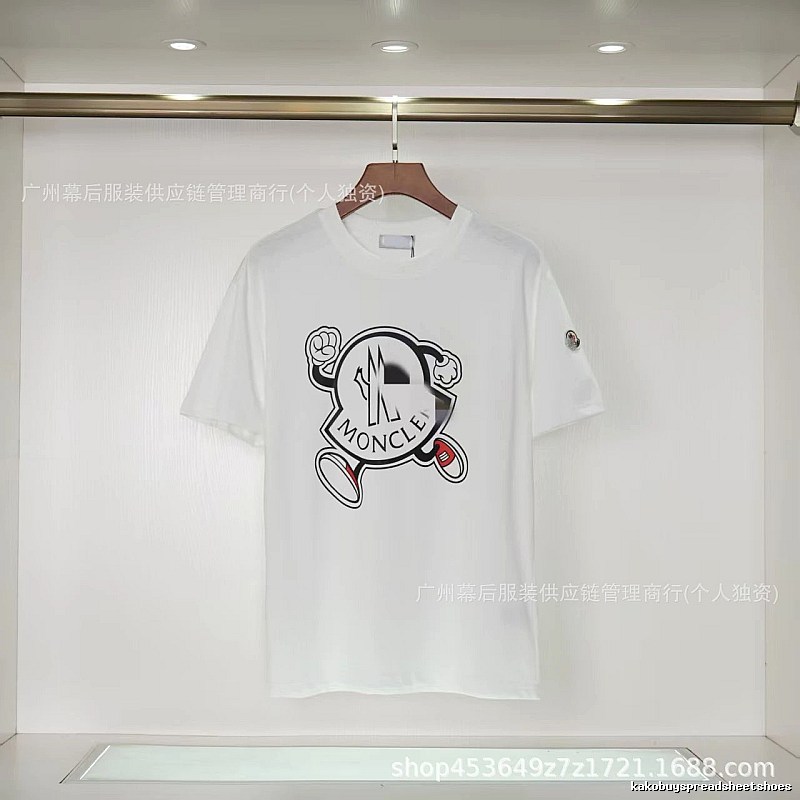 Moncler Cartoon Print Casual Style White T-Shirt