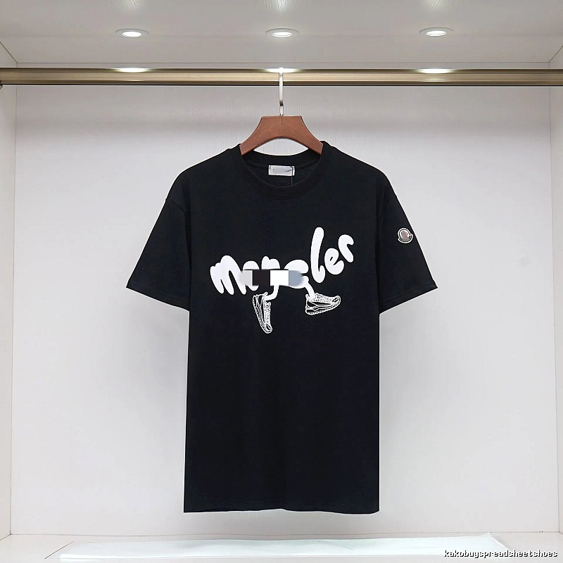 Moncler Casual Printed Black Short Sleeve T-Shirt
