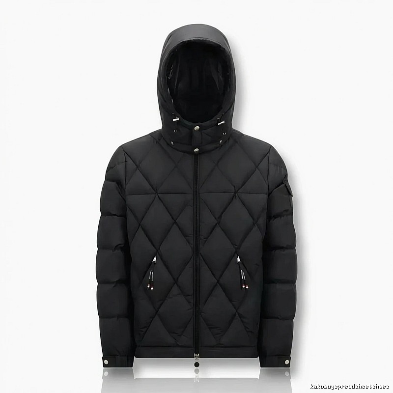 Moncler diamond-check trendy and cool style black down jacket