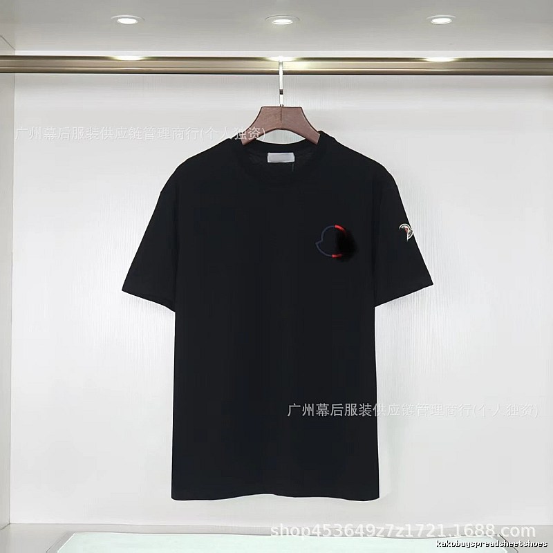 Moncler Embroidered Casual Black Short-sleeve T-shirt