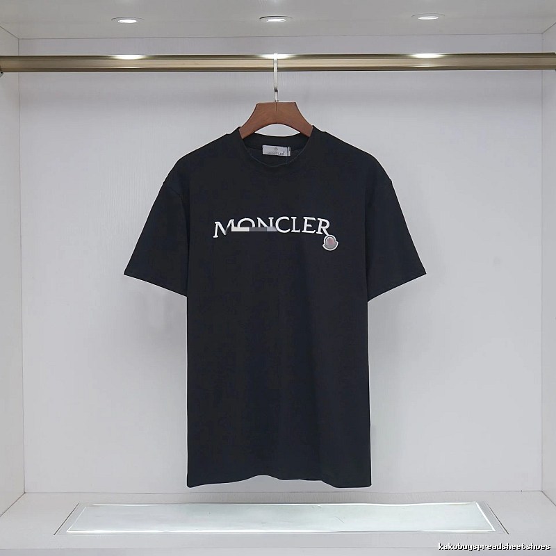 Moncler Embroidered Casual-Style Black T-Shirt
