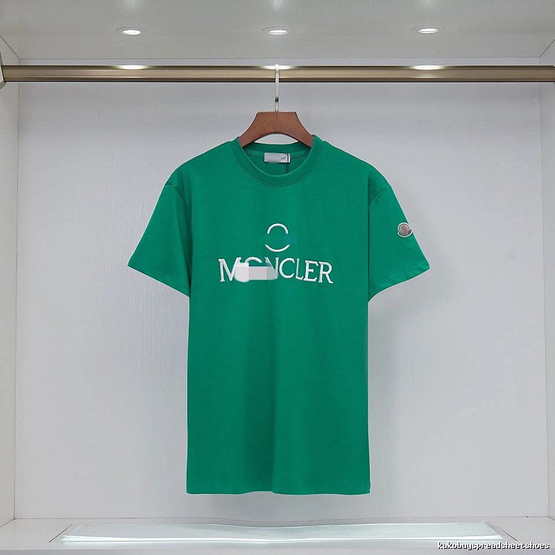 Moncler Embroidered Casual Style Green T-Shirt