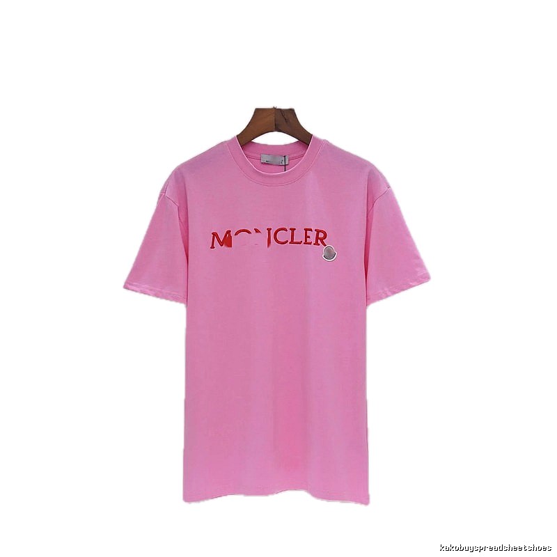 Moncler Embroidered Casual-style Pink T-Shirt