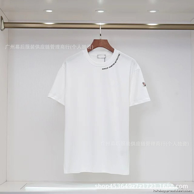 Moncler Embroidered Casual Style White Short-sleeve T-shirt
