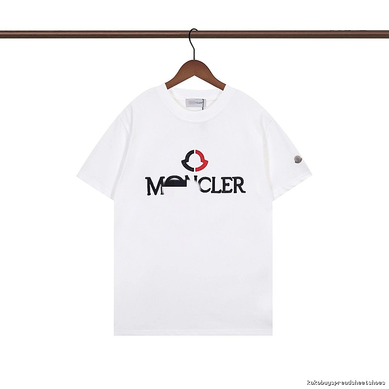 Moncler Embroidered Casual Style White T-Shirt