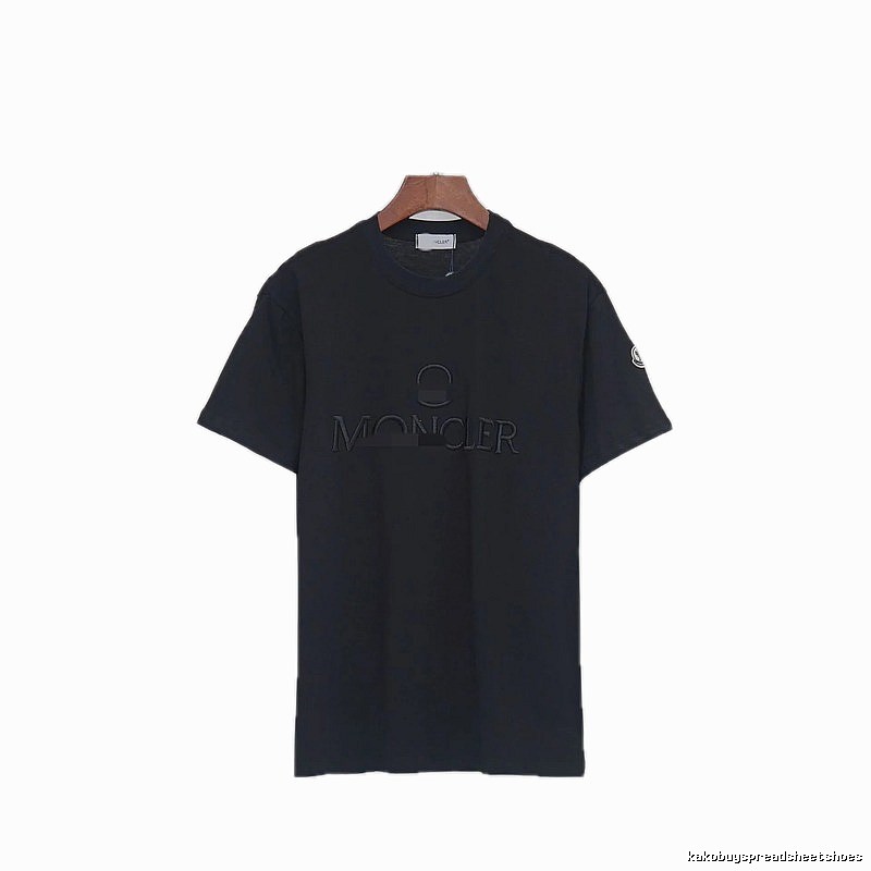 Moncler Embroidered Minimalist Style Black T-Shirt