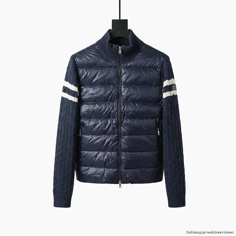 Moncler knitted and spliced dark blue down jacket