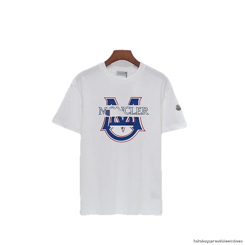 Moncler Large M Printed Casual Style White T-Shirt