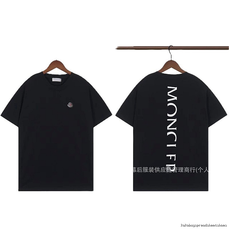 Moncler Letter Print Casual Style Black T-Shirt