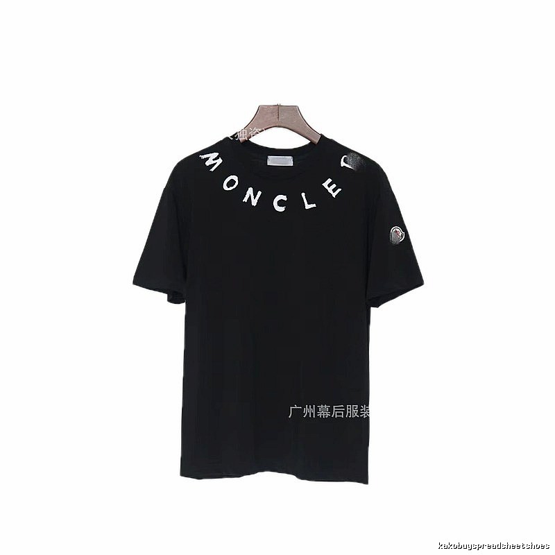 Moncler Letter Print Casual Style Black T-Shirt