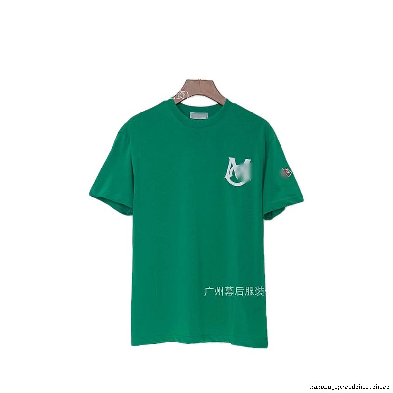 Moncler Letter Print Casual Style Green Short-sleeve T-shirt