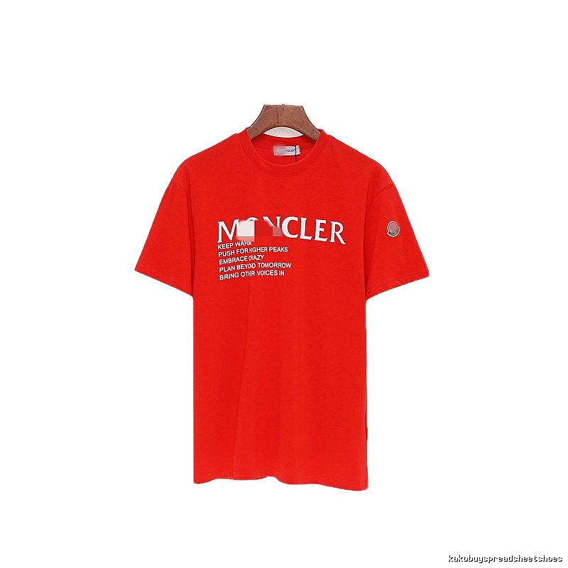 Moncler Letter Print Casual Style Red T-Shirt