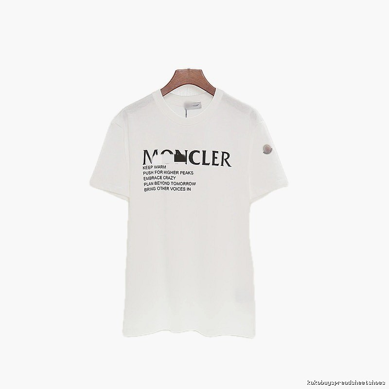 Moncler Letter Print Casual Style White T-Shirt