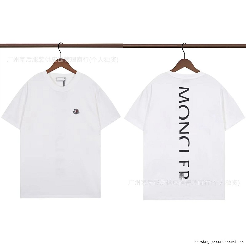Moncler Letter Print Trendy Style White T-Shirt