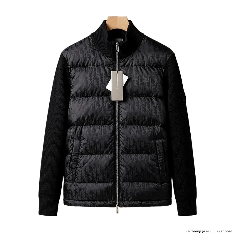 Moncler letter - printed black down jacket
