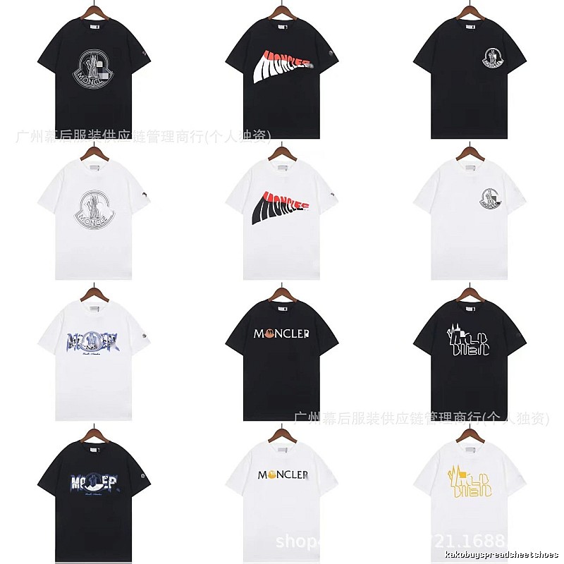 Moncler Logo Printed Trendy Black & White Short-Sleeve T-Shirt