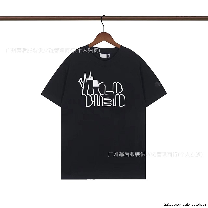 Moncler Neon Print Trendy & Cool Black T-Shirt