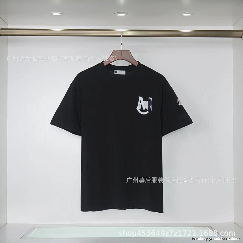 Moncler Printed Casual Style Black T-Shirt