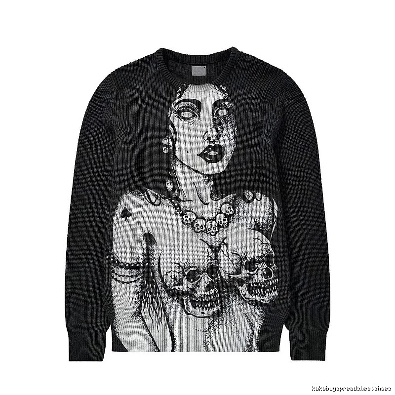 Monogram Anime graphic sweater Black Knit Top for Casual Outfits