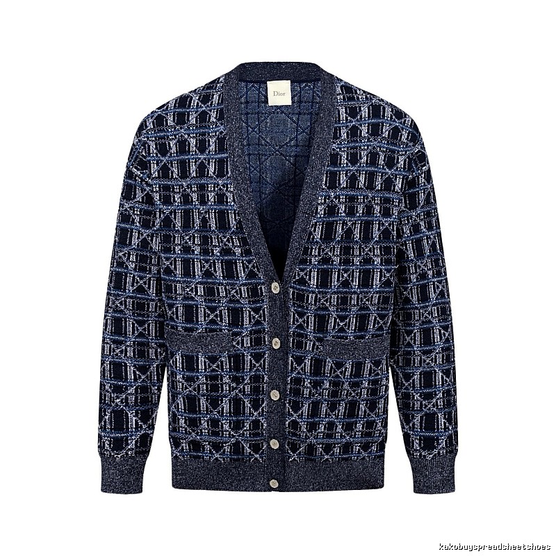 Navy Dior Button-front Cardigan for Layered Winter Looks