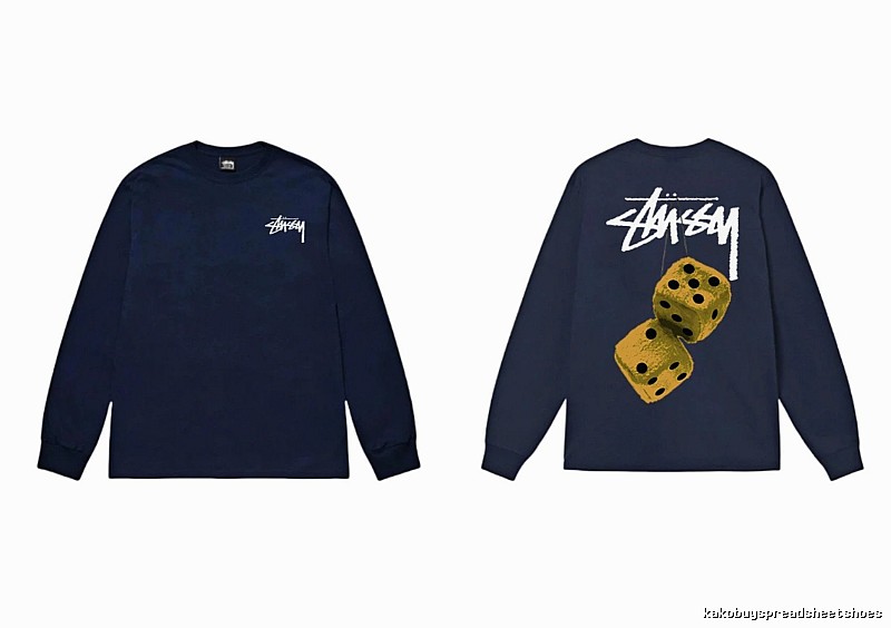 Navy long-sleeved shirt with Stussy dice print