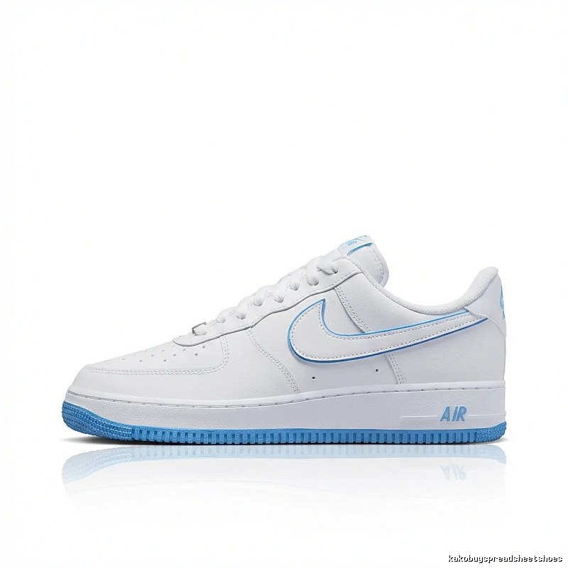 Nike Air Force 1 Simple White and Blue Shoes