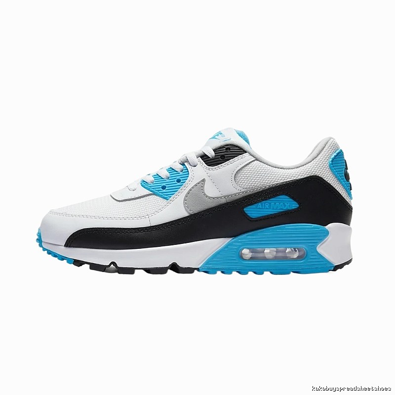 Nike Air Max retro-style sports shoes (white, black and blue)