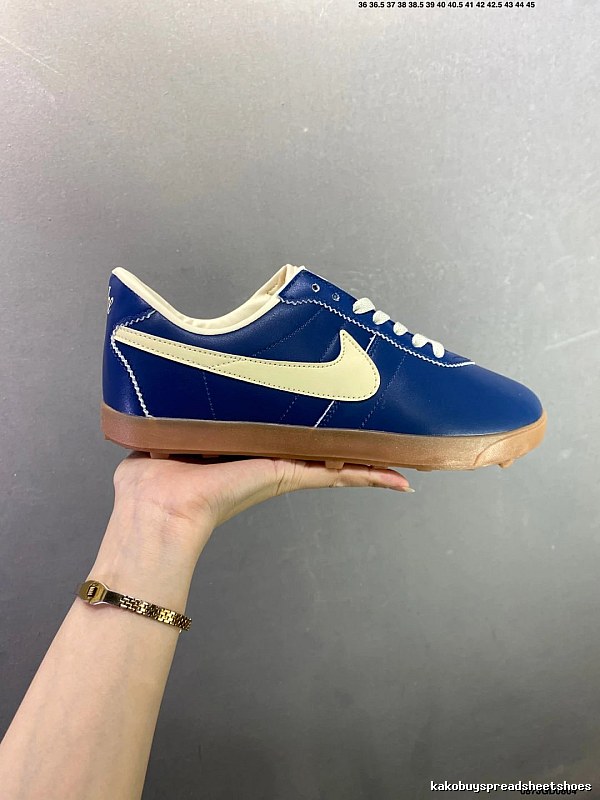 Nike Blue and Cream Waffle-Sole Runners Defined by Streamlined Toe