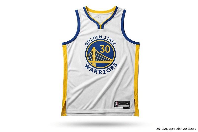 Nike Curry No.30 white, blue and yellow jersey