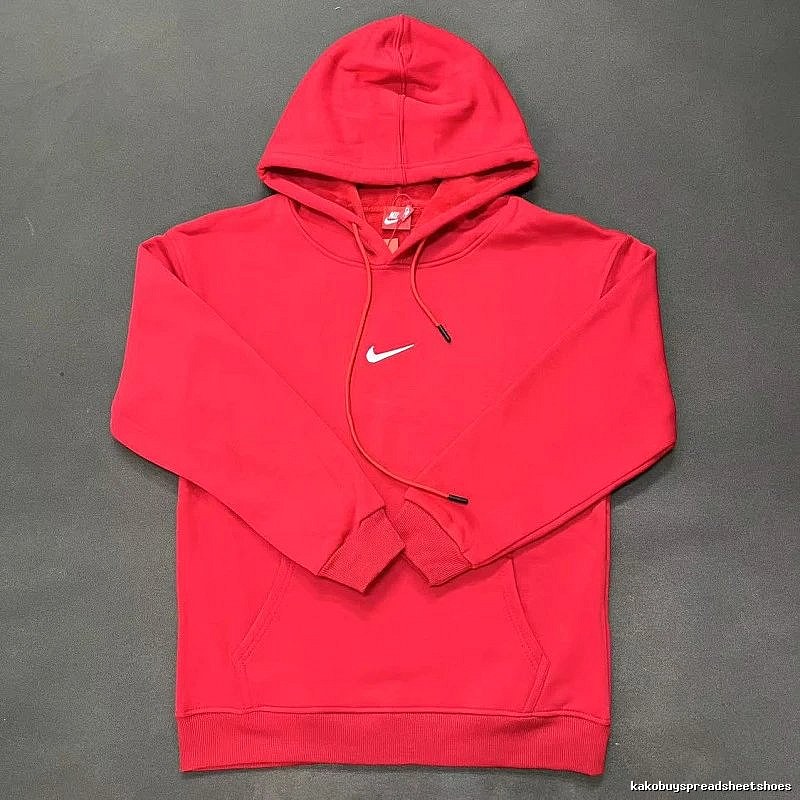 Nike Small Chest-Logo Detail Small-Logo Detail Red Zip Hoodie Commuter Look Swoosh