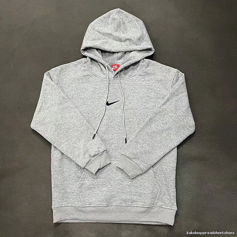 Nike Small-Logo Detail Gray Zip Hoodie Statement Graphic Swoosh