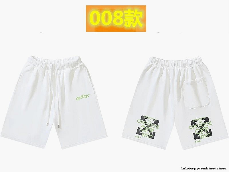 Off-White 008 style white trendy brand shorts