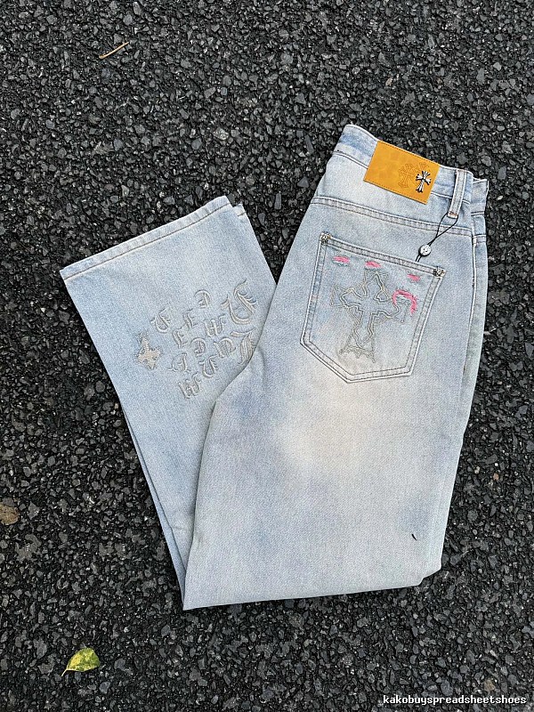Pale Blue Printed Denim Jeans for daily