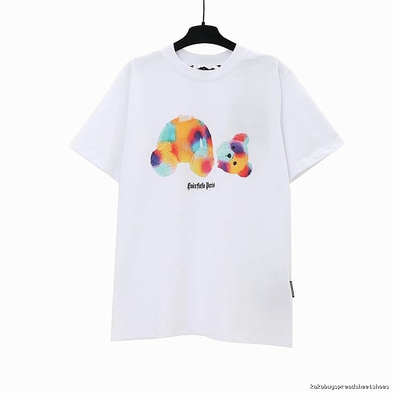 Palm Angels Classic Bear graphic T-shirt White Colorful Bear for Daily Styling
