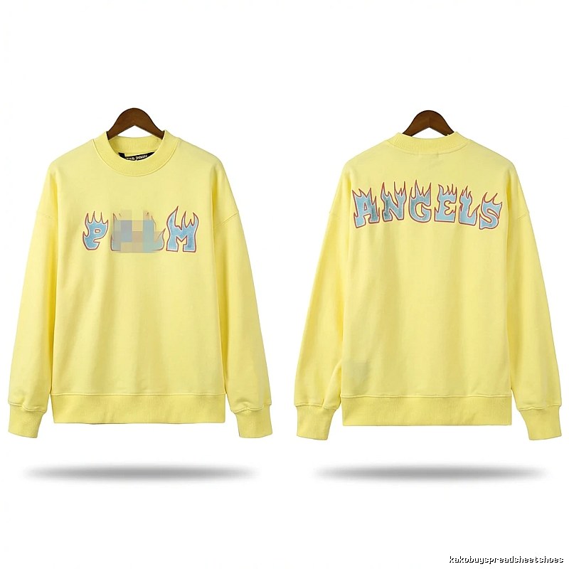Palm Angels Flame Trendy Brand Yellow Sweatshirt