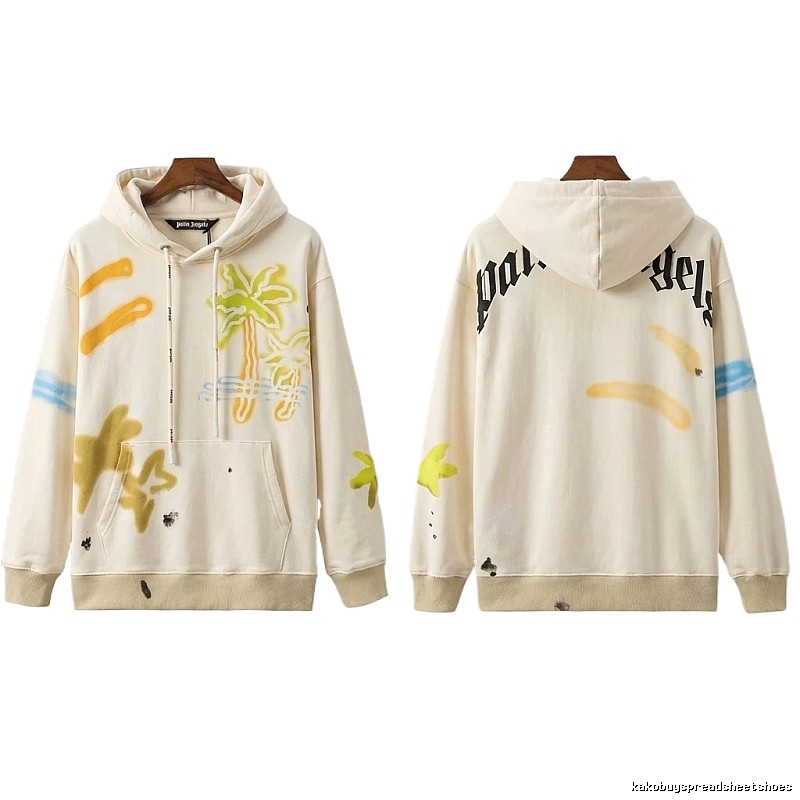 Palm Angels Graffiti Style White Hoodie