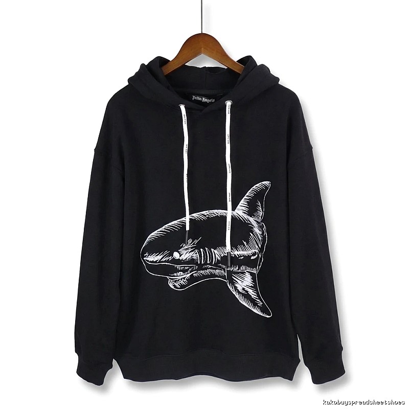 Palm Angels Shark Print Black Hoodie