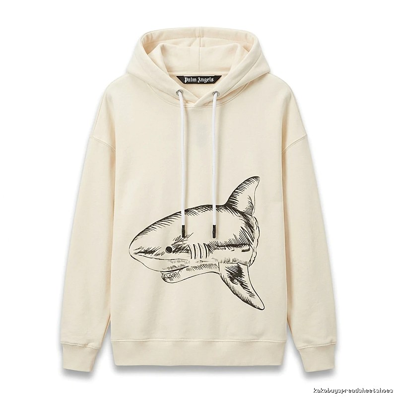 Palm Angels Shark Series Simple Style Beige Hoodie