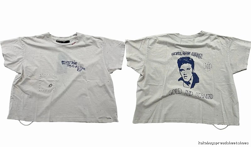Paly Hollywood Elvis Vintage Distressed White T-Shirt