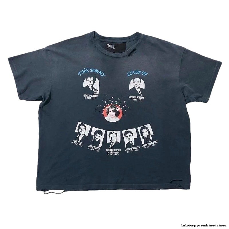 Paly Hollywood Portrait Print Vintage Charcoal Black T-Shirt